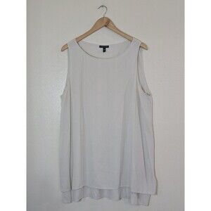 Eileen Fisher Silk Georgette Crepe Long Shell Tank Size XL Bone